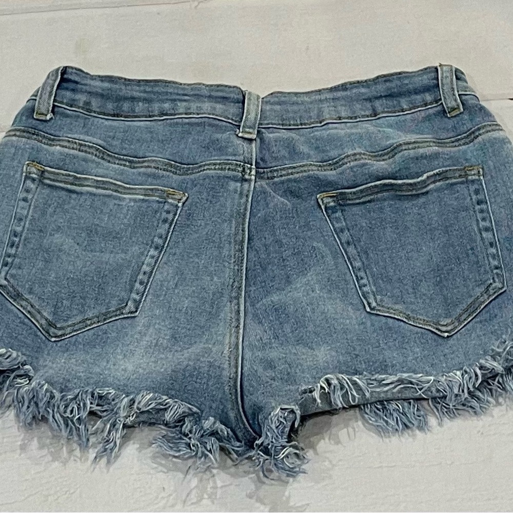 Women’s fringed, jean shorts, size large - Picture 2 of 2